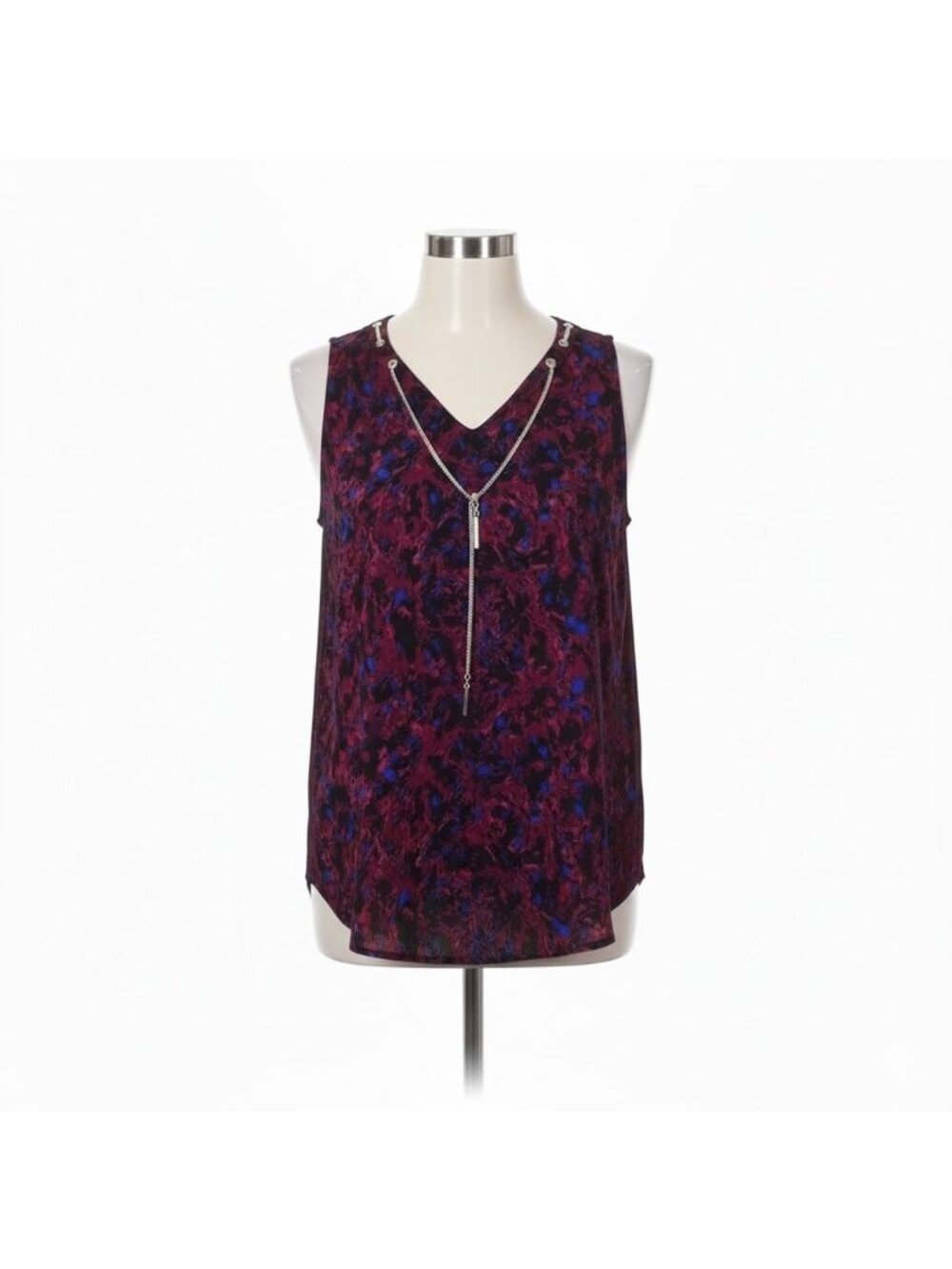Torrid Abstract Floral Sleeveless tunic Blouse - Large - Chain Neck Detail Top